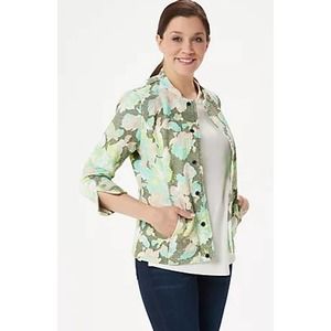 Isaac Mizrahi Live! Watercolor Floral Print Knit Jacket A305207 New XS